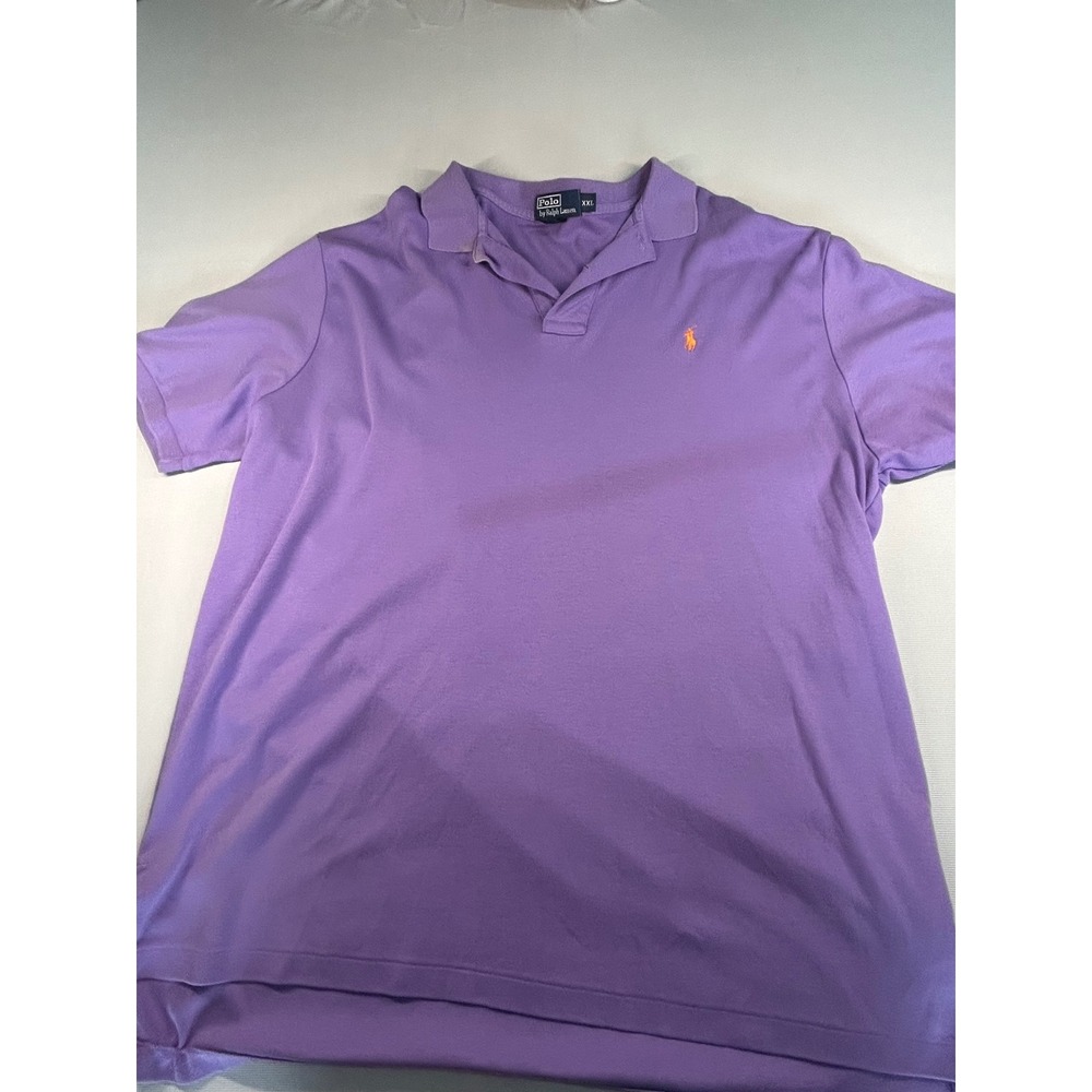 Polo Ralph Lauren Mens XXL Purple Short Sleeve Cotton Polo Shirt Orange Pony
